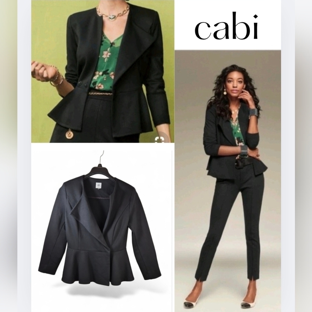 Cabi Agency Double Snap Front Peplum Ponte Blazer Jacket  #3549 Size 4